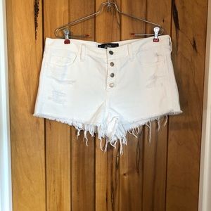 Hollister white distressed high rise shorts